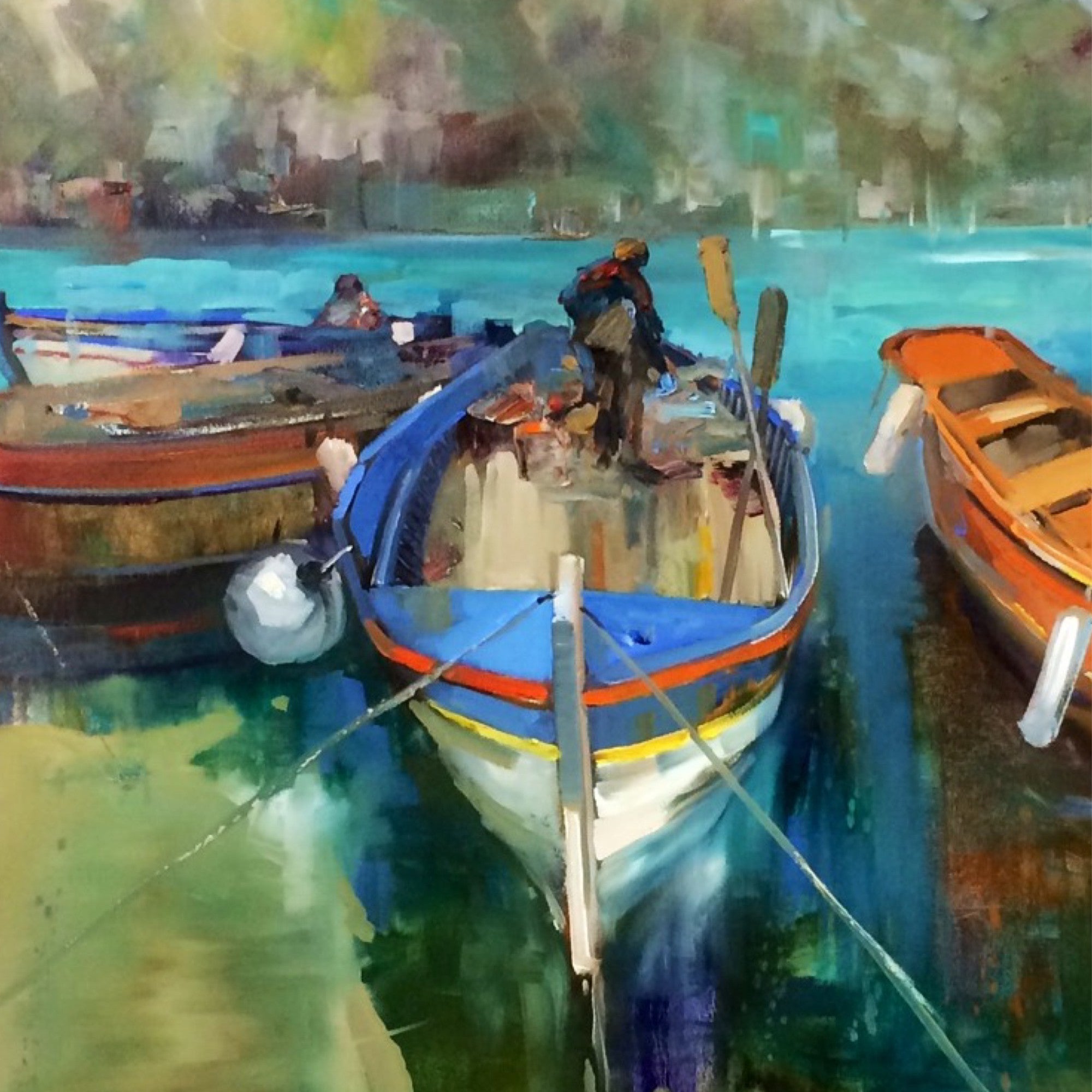 Ls401 collectors closed edition print three boats dirk walker fine art